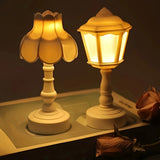 Popxstar Geometric Flower Bud Button Battery LED Table Lamps Desk Night For Bedroom Dining Touch Night Light Simple Modern Decoration