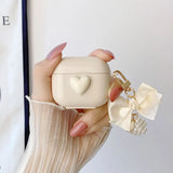 Popxstar Ribbon Lattice Bowknot with Pearl Keychain Cover For Apple AirPods 2 Pro 3 3rd generation Shockproof Earphone Case For AirPods 4
