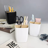 Popxstar  2pcs Bamboo-Like Plastic Desk Organizer with Pen Holder & Jewelry Storage - 3/4 Compartment Standalone Multi-Purpose Box