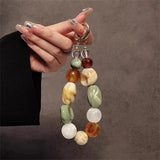Popxstar  Korean Retro Bead Bracelet For iPhone Phone Strap Charm Chain Knot Cellphone Lanyard Keychain Bag Earphones Pendant Accessories
