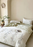 Popxstar  Flowers Embroidery Luxury Bedding Set 600TC Lyocell Bamboo Fiber Soft Silky Duvet Cover Flat/Fitted Bed Sheet Pillowcases 4Pcs