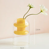 Popxstar Double Wall Glass Vase Art Decorations Flower Plant Container Vase Home Decor Accessories Desktop Crafts Terrarium Decoration