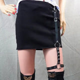Popxstar Women Skirt Belt Female Pu Leather Hip Hop Rock Nightclub Sexy Jeans Dress Heart Punk Belt with Metal Waist Chain