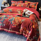 Popxstar  Premium 1000TC Egyptian Cotton Chinese Style Flowers Bird Print Luxury Bedding Set Duvet Cover Flat/Fitted Bed Sheet Pillowcases