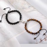 Popxstar Magnet Couple Bracelets for Woman Men Romantic Heart Matching Lovers Natural Stone Beads Yoga Bracelet Valentine Gift Jewelry