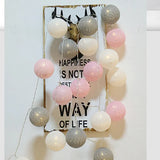 Popxstar Battery Colorfull Cotton Garland 4cm LED Balls Christmas String Holiday Lights for Home Decoration Wedding Fairy Bedroom Decor