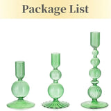 Popxstar 3Pcs Glass Candlestick Holders Glass Taper Candle Holders Groovy Wavy Elegant Candle Stick for Home Party Decoration