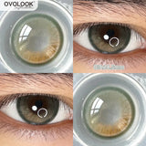 Popxstar  -2pcs Gradient Green Contact Lenses Natural Color Pupils Coffee Pearl Lenses Makeup Color Eye Lenses Brown Lens Gray Lens