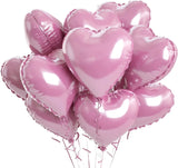 Popxstar 10pcs 18inch Heart Foil Balloons Pink Sage Green Heart Balloon for Birthday Party Valentines Day Wedding Anniversary Decorations