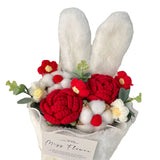 Popxstar  1PC Cotton Rope Artificial Roses Bouquet Handmade Rabbit Ear Knitted Plush Flower Bundle Valentine Mothers' Day Birthday Gifts