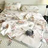Popxstar Cooling Summer Comforter Bedding Sets Double Sided Cool Feeling Fabric Duvet Summer Blanket Ice Silk Fitted Sheet and Pillowcase
