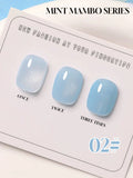 popxstar 12ML Gel Polish Kit- Mint Mambo Collection, Milky Blue & Frosted Ice, 2025 Viral Nail Art Supplies for Summer Vacations