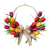 Popxstar  Artificial Tulip Flower Garland for Home Wedding Decor, Spring Easter Wall Door Wreath, UV Resistant Faux Silk Decorations