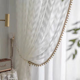 French Luxury Water Rippling Gauze Curtain Lace Modern Translucent High-end Curtains for Living Room Bedroom Dining Custom Size