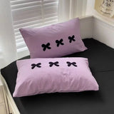 Popxstar  Plaid Bow Knot Pillow Cover Korean Y2k Fashions Girlish Heart Blackpink Room Decor Sleeping Pillow Cover Bedroom Decoration Gift