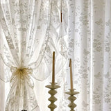 French Romance Ruffle Lace Voile Sheer Curtains for Bedroom Living Room Kitchen White Butterfly Flowers Window Drapes Boho Decor