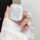 Popxstar Korean Clear Bow knot Star Bell Keychain Case For Airpods Pro 2 Earphone Charging Box Bag Cover For Airpod 1/2/3/4 Soft Shell