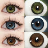 Popxstar  1Pair New Color Contact Lenses for Eyes with Diopters Degree Green Lens Nature High Quality Blue Beauty Pupil Cosmetic
