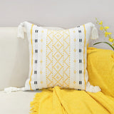45x45cm Braided Plaid Boho Cushion Cover Geometry Embroidered Tassel Embroidery Lumbar Pillow Covers for Living Rooms Bedrooms