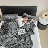 Popxstar New Imitation Rabbit Plush Warm Blanket Set or Only Blankets for Autumn Winter Soft Fluffy Warmth Lounger Sofa Throw Blankets