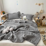 Popxstar Korean Ruffles Quilted Summer Comforter Set or Single Quilt High Quality Princess Pleated Quilts Soft Skin-friendly Thin Blanket