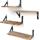 Popxstar Wooden Floating Shelves Wall Mounted Storage Rack Display Shelf Multipurpose Wood Shelves for Kitchen Living Room Bathroom