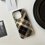 Popxstar Perforated Swirl Shell IND Black Coffee Checkered Phone Case For iPhone 11 12 13 14 15 16 Pro Max SE XR X XS 7 8 Plus Soft Cover