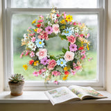 Popxstar  Artificial Daisy Flower Wreath for Spring,Valentine Easter Door Wall Decor, Wedding Party Garland Indoor Outdoor Home Decoration