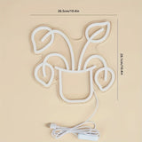 Potted Four Leaf Grass LED Neon Sign, For Wall Decor Light Up Signs USB Powered Light, For Bedroom Room Wedding Party Decoration