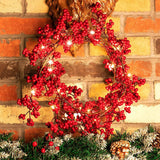 Popxstar 5.9ft/180cm Red Berry Christmas Garland Optional lighting Gold Silver Berry Artificial Garland Christmas Decoration for New Year