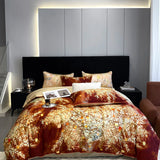 Popxstar  1000TC Egyptian Cotton Flowers Plant Prints Bedding Set Single Double Queen King Size Duvet cover Set Bed Sheet Pillowcases 4Pcs