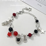 Popxstar One Piece Fashion Exquisite Star Shell Starfish Jellyfish Pearl Screw Y2K Silver Colour Bracelet Woman Party Gift Daily