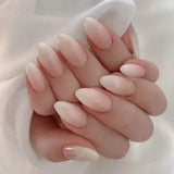 Popxstar  24Pcs French False Nails Almond Fake Nails with Glue Press on White Edge Design Wearable Simple Ins Pink Stiletto Nail Tips