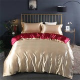 Popxstar High-end Blending Natural Mulberry Silk Bedding Set Luxury Satin Silky Queen Size Duvet Cover Set with Sheets King Size Bed Set