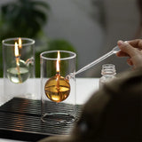 Popxstar  Creative Glass Oil Lamp Candle Holder Home Restaurant Candle Warmer Table Top Items Ornament Candlelight Romance Decorative Gift