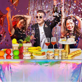 Popxstar 1-Piece Disposable Laser Rectangular Tablecloth Rainbow Aluminum Foil Tablecloth Birthday and Wedding Decoration Supplies