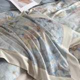 Popxstar  1000TC Lyocell Cotton Brushed Luxury Bedding Set Flowers Prints Duvet Cover Flat/Fitted Bed Sheet Pillowcases 4Pcs