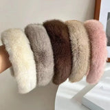 Popxstar Retro Winter Imitation Mink Fur Faux Fur Hairbands Women Girls Plush Widen Thicken Soft Hair Hoop Hair Accessories Headband