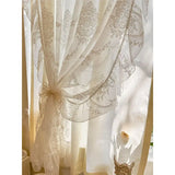 French Cream Double Layer Lace Sheer Curtain Korean Princess Style Light Translucent Not Transparent Bedroom Partition Drapes