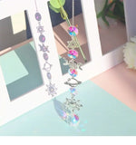Popxstar Crystal Wind Chime Moon Sun Catcher Diamond Prisms Pendant Gift of Good Luck Outdoor Rainbow Hanging Drop Home Garden Decor
