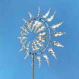 Popxstar  1pc Magical Kinetic Metal Windmill Spinner Unique Wind Powered Catchers Creative Patio Garden Lawn Outdoor Courtyard Decoration