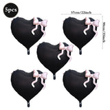 Popxstar  Heart-shaped Foil Balloon with Bow for Women Birthday Party Weddings Baby Shows Valentine's Day Anniversary Photograph  Decor