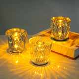 Diamond-shaped Rechargeable Night Light Crystal Atmosphere Table Lamp  for Bedroom Living Room Bar Bedside Party Decor Lighting