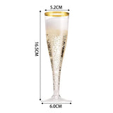 Popxstar  50Pcs Champagne Glasses Disposable Cocktail Cup Plastic Red Wine Cups Tall Glasses Gold Powder Martini Glasses Party Bar