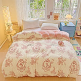 Popxstar  Milk Velvet Floral Duvet Cover, Ultra-Soft Cozy Warm Winter Reversible Plush Comforter Cover, 1 PC Botanical Flower Quilt Cover