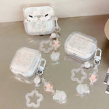 Popxstar Korean Clear Bow knot Star Bell Keychain Case For Airpods Pro 2 Earphone Charging Box Bag Cover For Airpod 1/2/3/4 Soft Shell