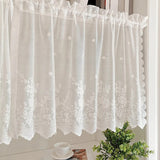 Popxstar  1PC Short Lace Curtain,Exquisite Floral Pattern Valance,Window Valances Pastoral Tulle Voile Home Decor Kitchen Door