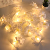 Popxstar Hawaii Plumeria Flower Garland LED String Lights Artificial Peony Flower Vine Fairy Lights For Wedding Party Home DIY Decoration
