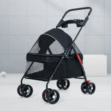 Foldable Pet Stroller for Dogs Cats 4 Wheels Breathable Mesh Dog Carrier with Cup Holder Lightweight Travel Puppy Pushchair