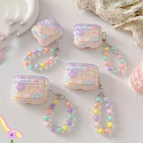 Popxstar Luxury Korean Gradient Star Earphone Case For AirPods 1 2 3 Cute Rabbit Flower Colored Bead Chain Case For AirPods Pro 2